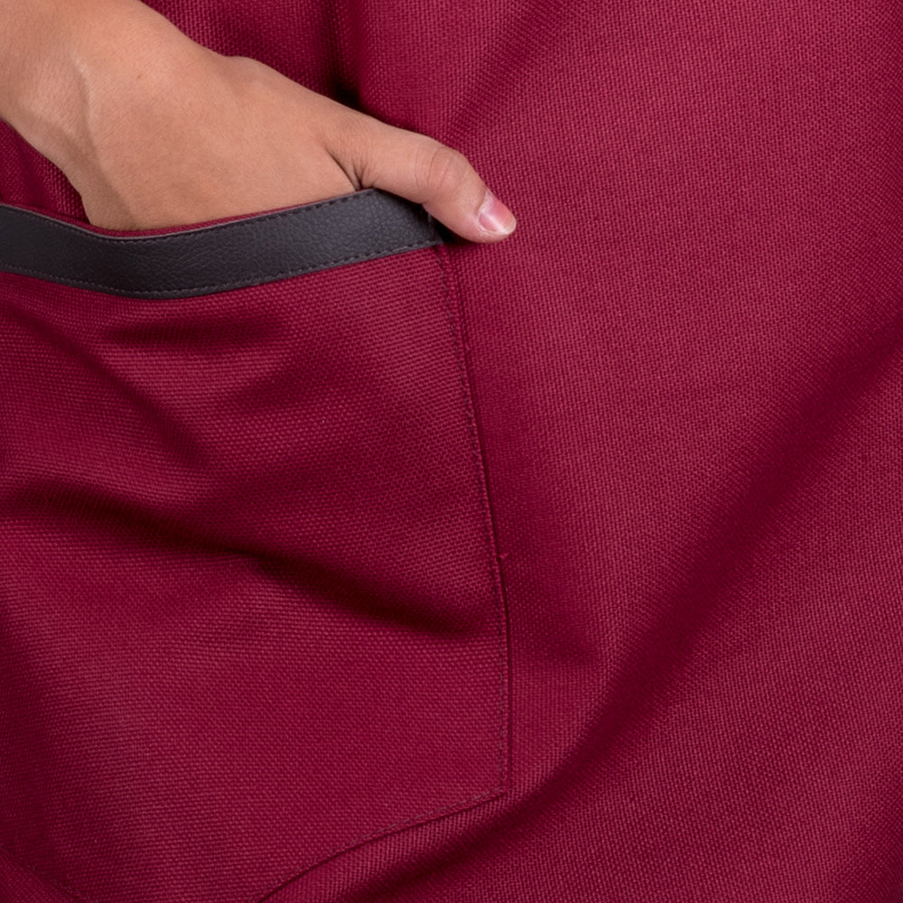 Delantal tejido detalles cuero 8016-1